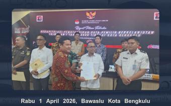 Bawaslu Kota Bengkulu menghadiri Rapat Pleno Terbuka Penetapan Rekapitulasi Pemutakhiran Data Pemilih Berkelanjutan (PDPB) Triwulan ke-I Tahun 2026. Rabu (1/4/26)