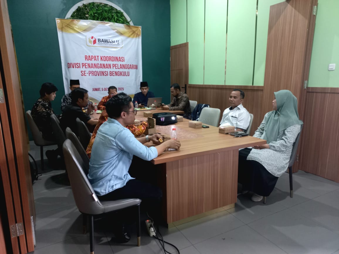 Pimpinan Bawaslu Kota Bengkulu menghadiri Rakor PP Tingkat Provinsi Bengkulu 