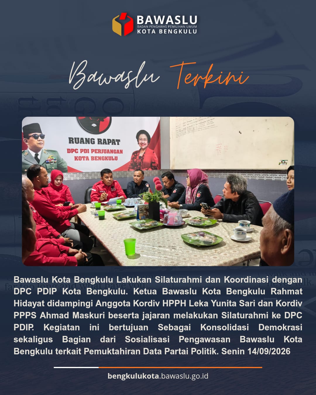 Konsolidasi demokrasi di sekretariat PDIP Kota Bengkulu.