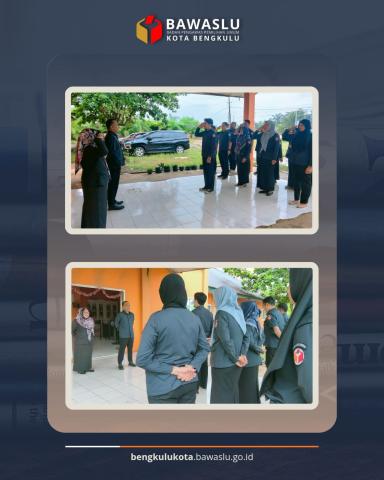 Rahmat Hidayat pimpinan apel pagi jajaran Bawaslu Kota Bengkulu. Senin (6/4/26)